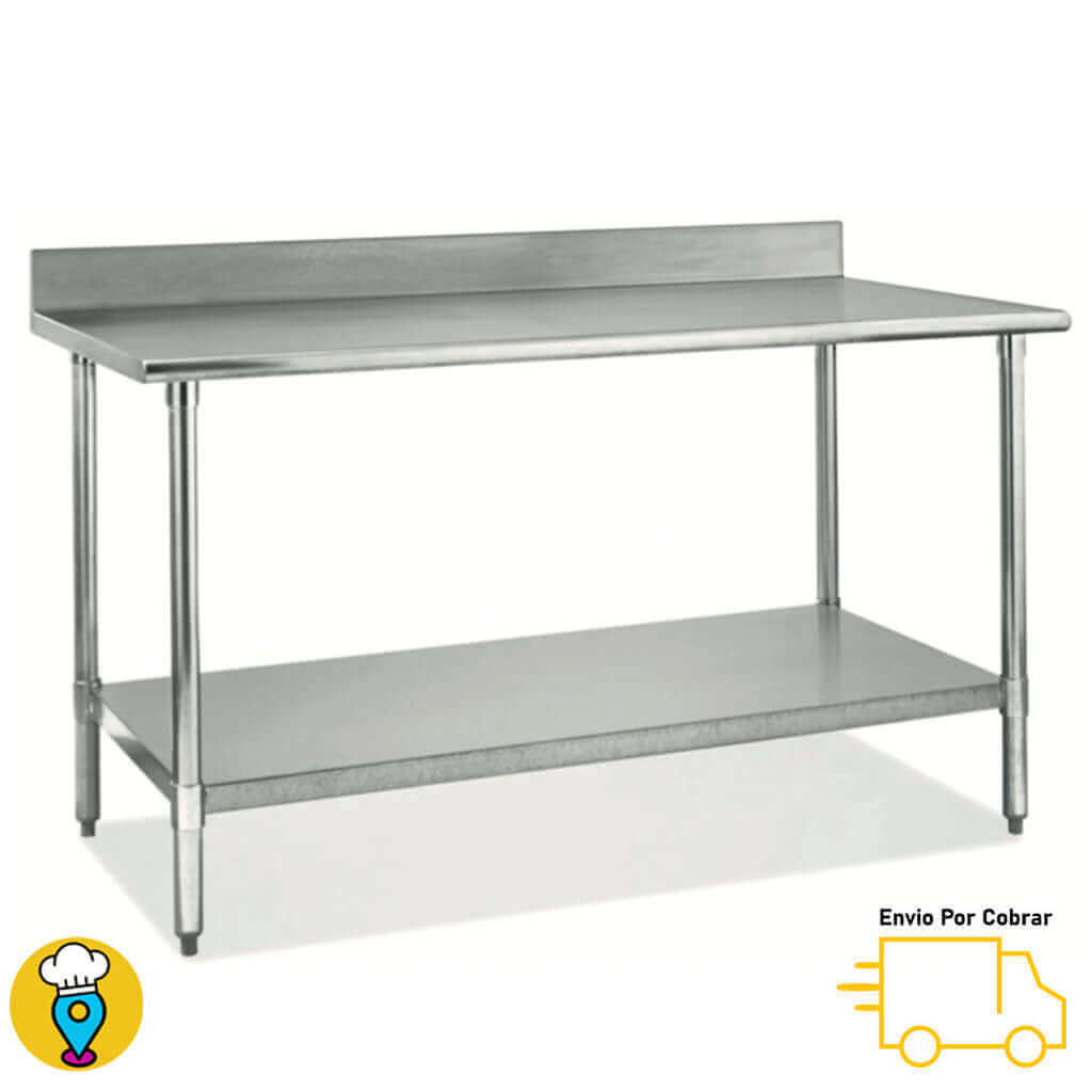 Mesa en Acero Inoxidable con Lambrín 100cms KING - MTL-100-Mesas de Trabajo en Acero Inoxidable-KING-ElLugarDelChef.com