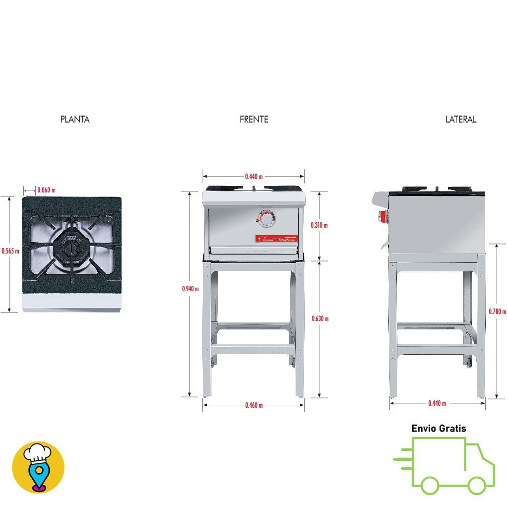 Parrilla 1 Quemador CORIAT - PCH-1 HD-Parrillas a Gas-CORIAT-ElLugarDelChef.com