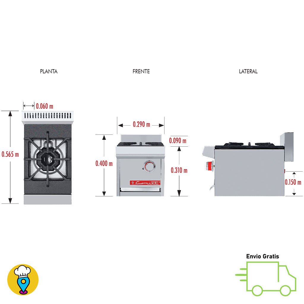 Parrilla 1 Quemador CORIAT - PCH-1 PETIT-Parrillas a Gas-CORIAT-ElLugarDelChef.com