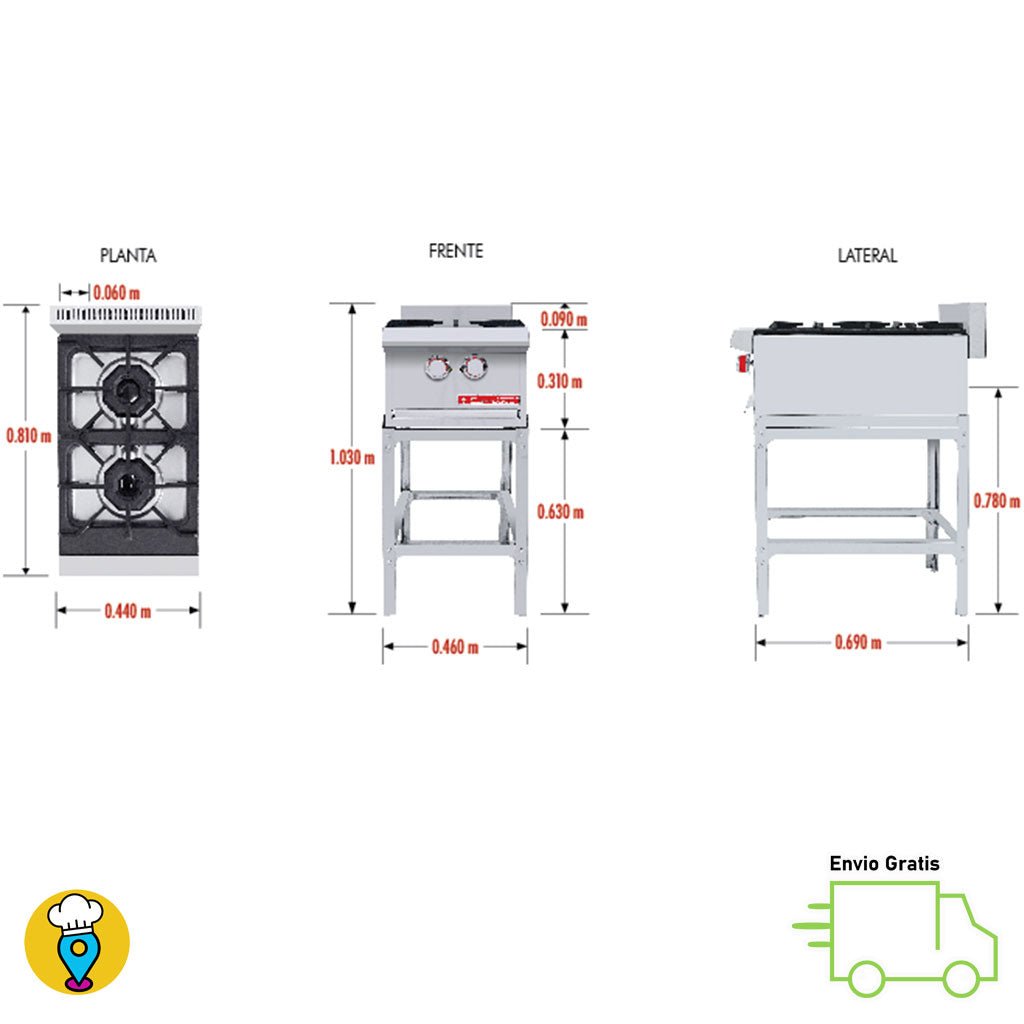 Parrilla 2 Quemadores CORIAT - PCV-2 HD-Parrillas a Gas-CORIAT-ElLugarDelChef.com