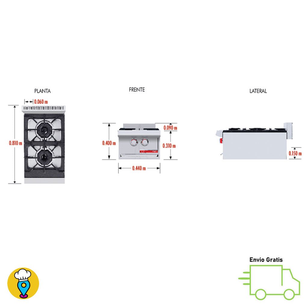 Parrilla 2 Quemadores CORIAT - PCV-2 HD-Parrillas a Gas-CORIAT-ElLugarDelChef.com