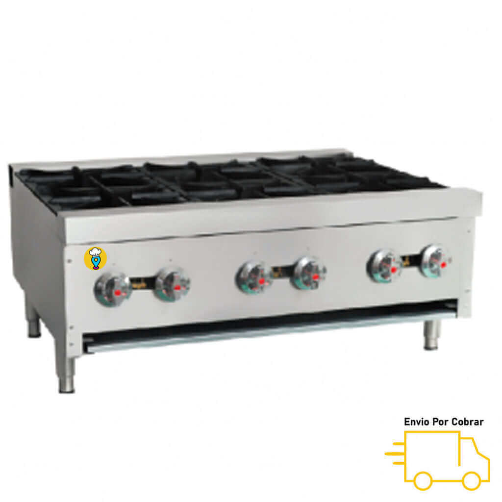 Parrilla Comercial a Gas de 6 Quemadores MIGSA - XRB-6-MG-Parrillas a Gas-MIGSA-ElLugarDelChef.com