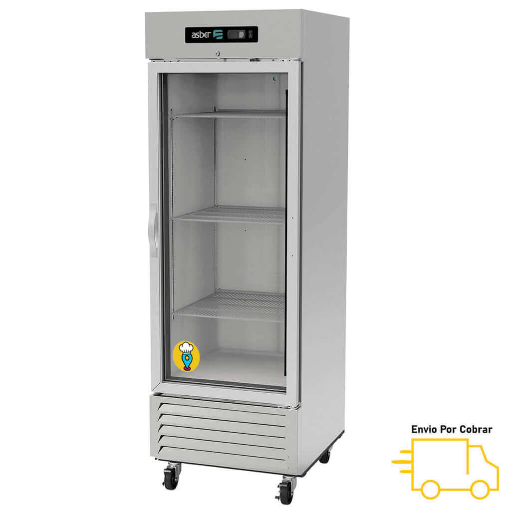 Refrigerador Puerta de Cristal y Acero Inoxidable 23 pies ASBER - ARR-23G HC-Refrigeradores en Acero Inoxidable-ASBER-ElLugarDelChef.com