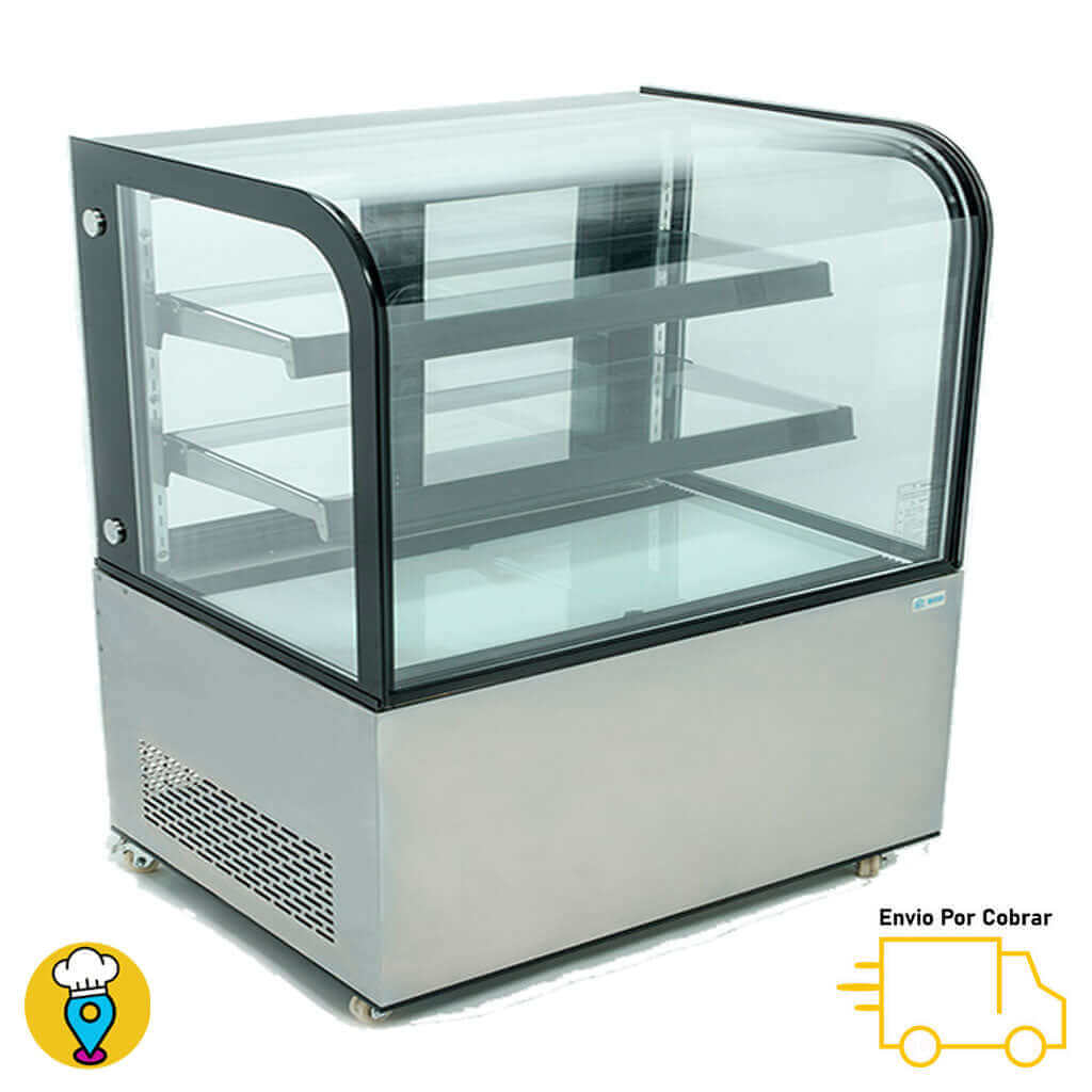 Vitrina Refrigerada de Piso con Cristal Curvo 151.5cms MIGSA - ARC-470Y-Vitrinas Pasteleras Delux-MIGSA-ElLugarDelChef.com